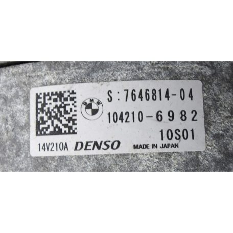 [GYÁRI BONTOTT] BMW - GENERÁTOR - 210 A - 14V - 1-ES ; 2-ES ; 3-AS ; 4-ES ; 5-ÖS ; X1 ; X2 ; X3 ; X4 ; X5 / CIKKSZÁM: 7646814