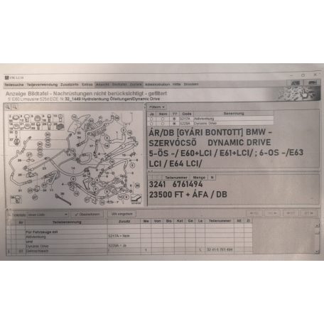 ÁR/DB [GYÁRI BONTOTT] BMW - SZERVÓCSŐ - DYNAMIC DRIVE - 5-ÖS -/ E60+LCI / E61+LCI/ ; 6-OS -/E63 LCI / E64 LCI/ - |3241	6761494|