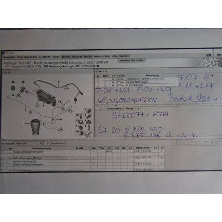 [Újszerű] BMW Légrugókompresszor 5-ös sorozat  / F07 GT ; F11+LCI / 7-es sorozat / F01 +LCI , F02+LCI 