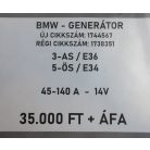 [GYÁRI BONTOTT] BMW - GENERÁTOR -  45-140A - 14V - 3-AS ; 5-ÖS / E36 ; E34 - RÉGI CIKKSZÁM: 1738351 ; ÚJ CIKKSZÁM: 1744567
