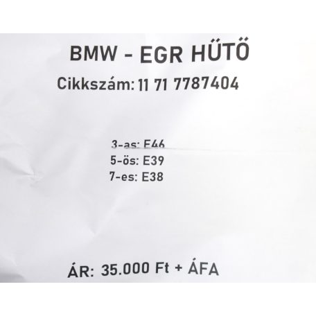 [GYÁRI BONTOTT] BMW - EGR HŰTŐ - 3-as; 5-ös; 7-es  - 11 71 7787404
