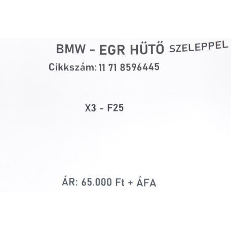 [GYÁRI BONTOTT] BMW - EGR HŰTŐ SZELEPPEL - X3 - F25  - 11 71 8596445