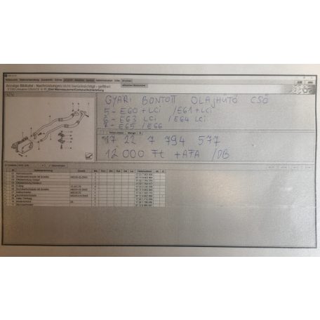 ÁR/DB! [GYÁRI BONTOTT] BMW - OLAJHŰTŐ CSŐ - 5-ÖS  -/E60+LCI/E61+LCI/; 6-OS -/E63 LCI/E64 LCI/; 7-ES -/E65/E66/-  |7794577|