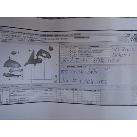 [GYÁRI ÚJ] BMW Bal tükör szerkezet X1 - E84