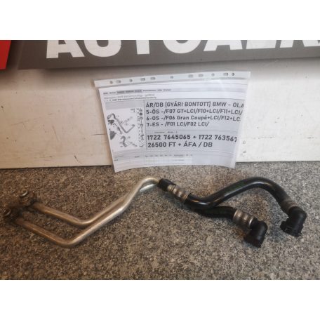 ÁR/PÁR [GYÁRI BONTOTT] BMW - OLAJHŰTŐCSŐ	 - 5-ÖS -/F07 GT+LCI/F10+LCI/F11+LCI/F18+LCI/ ; 6-OS -/F06 Gran Coupé+LCI/F12+LCI/F13+LCI/ ; 7-ES - /F01 LCI/F02 LCI/	-|1722	7645065 + 7635671|
