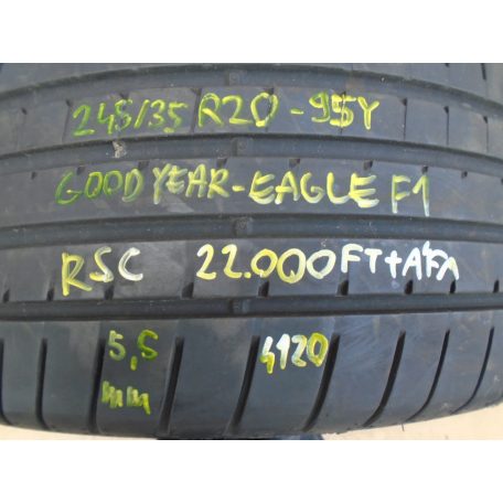 1db! [GYÁRI HASZNÁLT] NYÁRI GUMI - 245/35R20 - 95Y - GoodYear - Eagle F1 RSC (defekttűrő) - 5,5mm - 4120