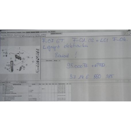 [GYÁRI BONTOTT] BMW - LÉGRUGÓ ELEKTRONIKA - 5-ÖS ; 7-ES / F07 GT + LCI ; F01 + LCI ; F02 + LCI ; F04 HYBRID 