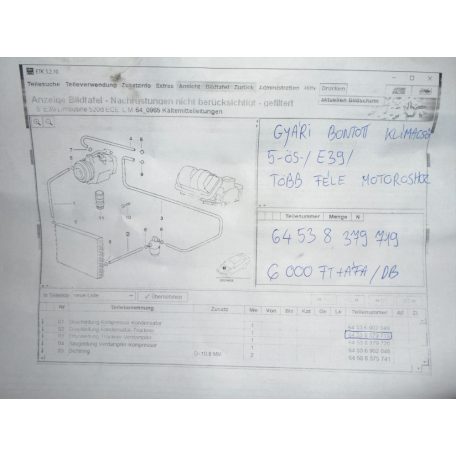 ÁR/DB [GYÁRI BONTOTT] BMW - KLÍMACSŐ - 5-ÖS -/ E39 / - |CSZ.: 8379719|