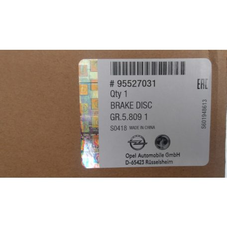 [GYÁRI ÚJ] OPEL TÖBB TIPUSHOZ  ELSŐ FÉKTÁRCSA BETÉTTEL 95527031