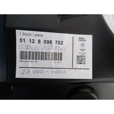[GYÁRI ÚJ] BMW HÁTSÓ LÖKHÁRÍTÓ ELEM ("M") | 5-ÖS G30 LCI / G31 LCI | 51 12 8098702