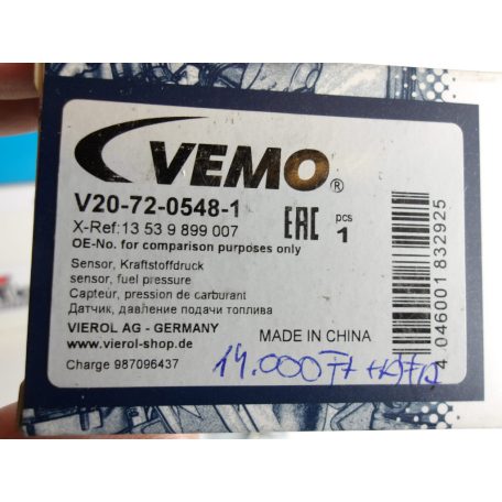 [UTÁNGYÁRTOTT ÚJ]  VEMO OLAJNYOMÁS ÉRZÉKELŐ | 1-ES / 3-AS / 5-ÖS / 6-OS / 7-ES / X5 / X6 | 13 53 9899007 / V207205481