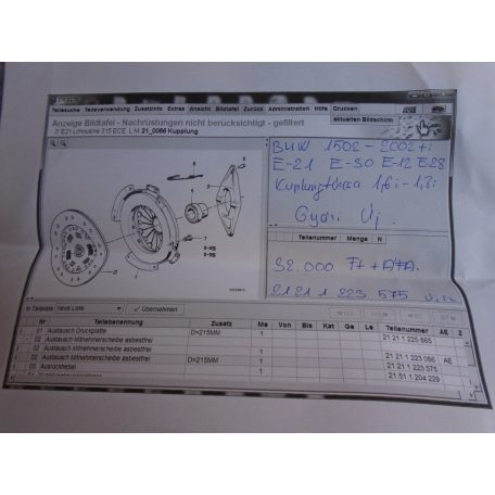 [GYÁRI ÚJ] BMW - Kuplungtárcsa / E21 E30 E12 E28 / 1502 - 2002 + i 1,6i-1,8i 