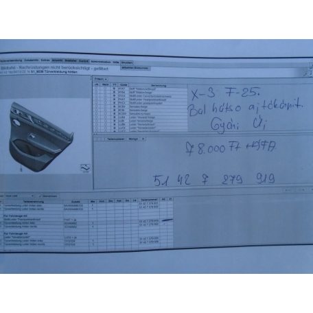 [GYÁRI ÚJ] BMW - AJTÓKÁRPIT (BAL HÁTSÓ) - X3 / F25 