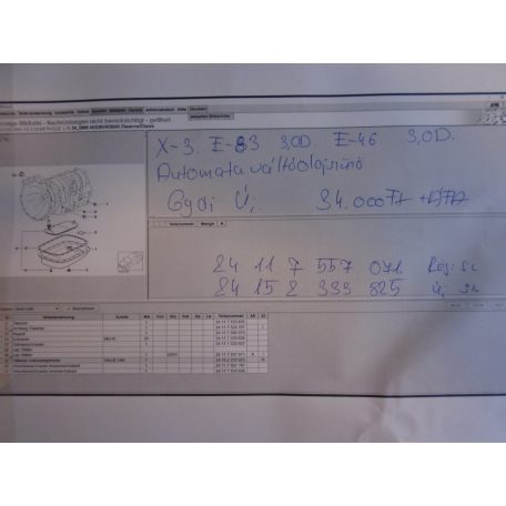 [GYÁRI ÚJ] BMW - Automata váltóolajszűrő - X3, E83 3.0D / 3-as E46  3.0D
