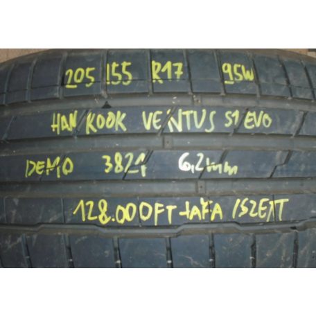 ÁR/GARNITÚRA (4DARAB!) [GYÁRI ÚJSZERŰ, DEMO GUMI!] NYÁRI GUMI - 205 / 55 R 17 - 95W - HANKOOK VENTUS S1 EVO - DOT: 3821 - 6,2MM