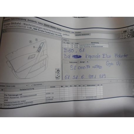 [GYÁRI ÚJ] BMW - Bal első kapcsoló, első (fekete) E60, E61 (5-ös sorozat)
