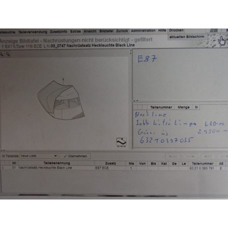 [GYÁRI ÚJ] BMW - Jobb hátsó lámpa - LED-es  1-es  / E87 Blackline 