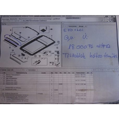 [GYÁRI ÚJ] BMW - TETŐABLAK HÁTSÓ TÖMÍTÉS - X5 / E70+LCI