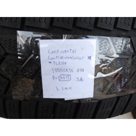 (ÁR/DB)[GYÁRI BONTOTT] CONTINENTAL CONTIWINTERCONTACT TS830P | 195/55R16 87H | 4515 | 5.4MM