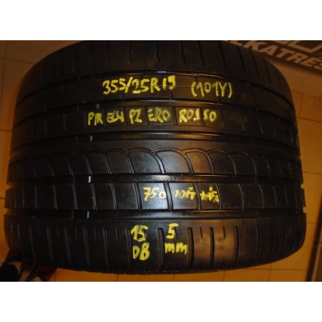ÁR/DB! [GYÁRI HASZNÁLT] 2 DB - NYÁRI GUMI - 355/25R19 - (101Y) PIRELLI PZERO ROSSO - DOT: 1508 - 5mm 