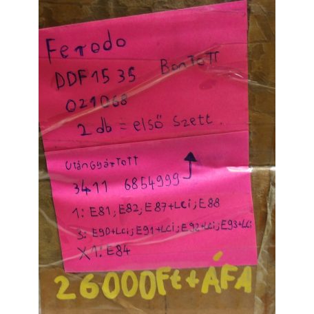 (ÁR/SZETT)[UTÁNGYÁRTOTT BONTOTT] FERODO ELSŐ FÉKTÁRCSA PÁR | 1-ES / 3-AS / X1 | DDF1535 