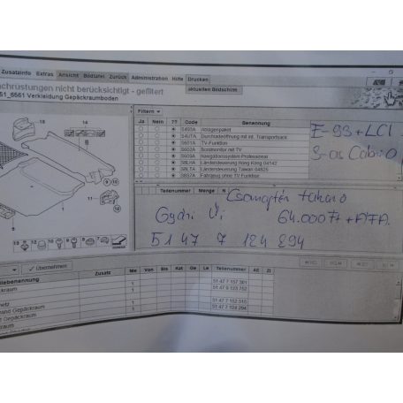 [GYÁRI ÚJ] BMW Csomagtér takaró  3-as cabrio / E93+LCI / 