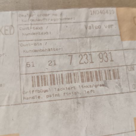 (GYÁRI ÚJ) BMW Külső ajtó kilincs bal 5' F07 GT + LCI / F10 + LCI  / F11 + LCI / F18 + LCI / 6' F06+ LCI / F12 + LCI / F13 + LCI /7' F01 + LCI / F02 + LCI / F04 