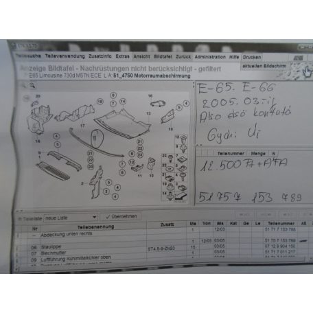 [GYÁRI ÚJ] BMW - Alsó első koptató - E65 , E66/ 7-es