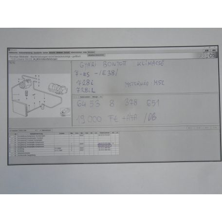 ÁR/DB [GYÁRI BONTOTT] BMW - KLÍMACSŐ - 7-ES - E38 -- 728i / 728iL -- |M52|  - |CSZ.: 8378651|