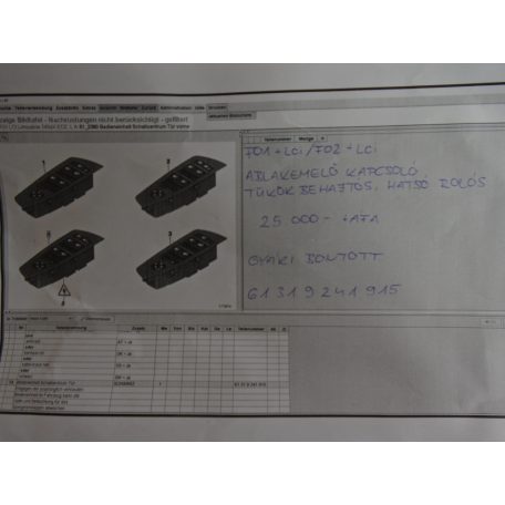 [GYÁRI BONTOTT] BMW - Ablakemelő kapcsoló, tükör behajtós, hátsó rolós / 7-es / F01+LCI, F02+LCI 