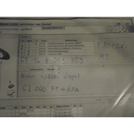 [GYÁRI ÚJSZERŰ] BMW VISSZAPILLANTÓ TÜKÖR BÚRA | F80 + LCI / M3 | 51168059359 | BAL OLDALI