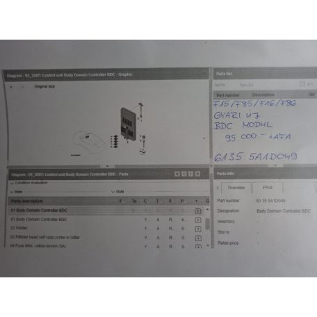 [GYÁRI ÚJ] BMW BDC modul / 6-os sorozat / X5 / X6 / F15 / F85 / F16 / F86