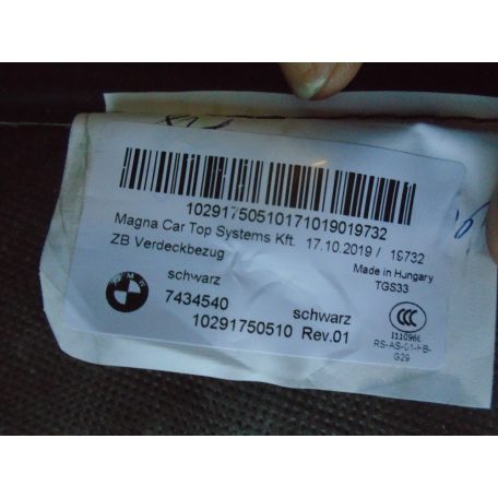 [GYÁRI BONTOTT] BMW - CABRIO TETŐ VÁSZON, ÜVEGGEL - Z4 / G29 (JÓ ÁLLAPOTÚ!)