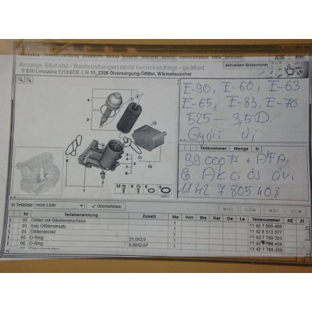 [GYÁRI ÚJ] BMW olajszűrő ház / 3 sorozat / 5 sorozat / 6 sorozat / 7 sorozat / X3 / X5