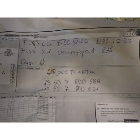 [GYÁRI ÚJ] BMW - ÜZEMANYAGCSŐ | E87 LCI; E84; E90; E91+LCI; E92; E93; X1 | 13537800669; 13537800671