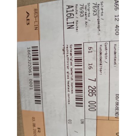 (GYÁRI ÚJ) BMW Visszapillantó tükörlap oszott fűtött jobb oldali 1-es F20+LCI / F21+LCI / 2-es F22+LCI / F87 M2+LCI / F23+LCI / 3-as F30+LCI / F31+LCI / F34 GT+LCI / 4-es F32+LCI / F33+LCI / F36+LCI 