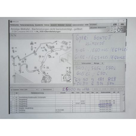 [GYÁRI BONTOTT] BMW - KLÍMACSŐ - 5-ÖS - E60 +LCI/ E61 +LCI; 6-OS E63 +LCI/ E64 +LCI | CSZ.: 9181828