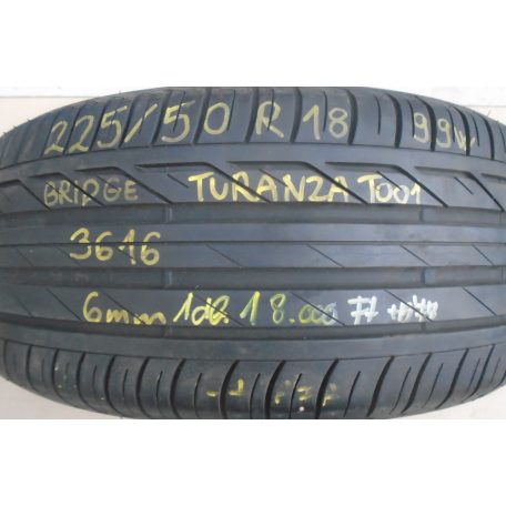 [HASZNÁLT] 1 DB NYÁRI GUMI - 225/50R18 - 99W - BRIDGESTONE - TURANZA T001 - DOT: 3616 ; 6MM 