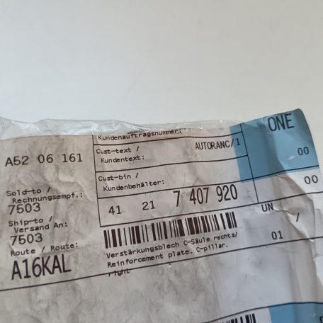 (GYÁRI ÚJ) BMW Erősítő lemez C-oszlop, jobb  X1 F48+LCI / X1L F49+LCI