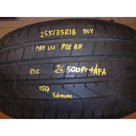 ÁR/DB! [GYÁRI HASZNÁLT] 2 db - NYÁRI GUMI - PIRELLI - PZERO - 255/35R18 - 90Y - RSC DEFEKT TŰRŐ - DOT: 0517 - 5,6mm 